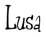 The image contains the word 'Lusa' written in a cursive, stylized font.