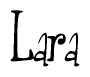 The image contains the word 'Lara' written in a cursive, stylized font.