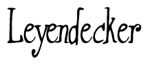 The image is a stylized text or script that reads 'Leyendecker' in a cursive or calligraphic font.