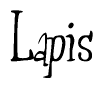 The image contains the word 'Lapis' written in a cursive, stylized font.