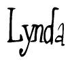 The image is of the word Lynda stylized in a cursive script.