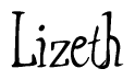 The image is of the word Lizeth stylized in a cursive script.