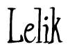 The image contains the word 'Lelik' written in a cursive, stylized font.