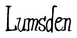 The image contains the word 'Lumsden' written in a cursive, stylized font.