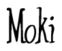 The image is of the word Moki stylized in a cursive script.