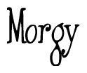 The image contains the word 'Morgy' written in a cursive, stylized font.