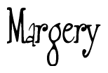   The image is of the word Margery stylized in a cursive script. 