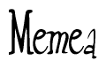 The image is of the word Memea stylized in a cursive script.