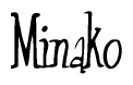 The image contains the word 'Minako' written in a cursive, stylized font.