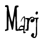 The image contains the word 'Marj' written in a cursive, stylized font.