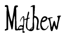 The image is of the word Mathew stylized in a cursive script.