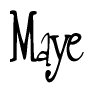   The image is of the word Maye stylized in a cursive script. 
