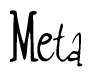The image contains the word 'Meta' written in a cursive, stylized font.