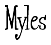 The image is a stylized text or script that reads 'Myles' in a cursive or calligraphic font.