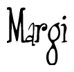 The image contains the word 'Margi' written in a cursive, stylized font.
