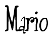 The image is a stylized text or script that reads 'Mario' in a cursive or calligraphic font.