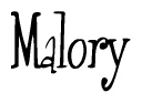 The image is a stylized text or script that reads 'Malory' in a cursive or calligraphic font.