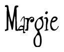 The image is a stylized text or script that reads 'Margie' in a cursive or calligraphic font.