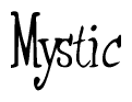 The image contains the word 'Mystic' written in a cursive, stylized font.