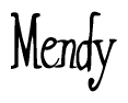 The image contains the word 'Mendy' written in a cursive, stylized font.