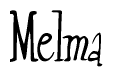 The image contains the word 'Melma' written in a cursive, stylized font.