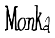 The image contains the word 'Monka' written in a cursive, stylized font.