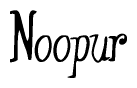 The image contains the word 'Noopur' written in a cursive, stylized font.