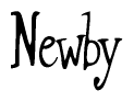 The image contains the word 'Newby' written in a cursive, stylized font.