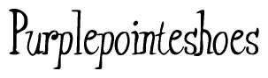 The image contains the word 'Purplepointeshoes' written in a cursive, stylized font.