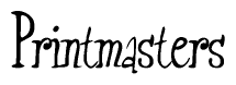 The image contains the word 'Printmasters' written in a cursive, stylized font.