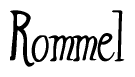 The image contains the word 'Rommel' written in a cursive, stylized font.