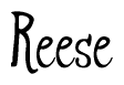 The image contains the word 'Reese' written in a cursive, stylized font.