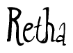 The image is of the word Retha stylized in a cursive script.