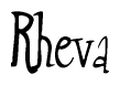The image is a stylized text or script that reads 'Rheva' in a cursive or calligraphic font.
