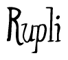 The image is of the word Rupli stylized in a cursive script.