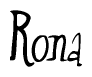 The image is of the word Rona stylized in a cursive script.