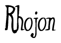 The image contains the word 'Rhojon' written in a cursive, stylized font.