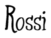 The image is a stylized text or script that reads 'Rossi' in a cursive or calligraphic font.