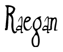 The image contains the word 'Raegan' written in a cursive, stylized font.