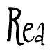 The image is a stylized text or script that reads 'Rea' in a cursive or calligraphic font.