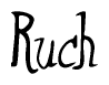 The image contains the word 'Ruch' written in a cursive, stylized font.