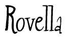 The image contains the word 'Rovella' written in a cursive, stylized font.