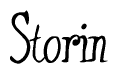 The image is a stylized text or script that reads 'Storin' in a cursive or calligraphic font.