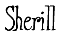 The image contains the word 'Sherill' written in a cursive, stylized font.