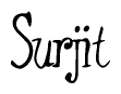 The image contains the word 'Surjit' written in a cursive, stylized font.