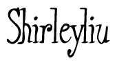The image is a stylized text or script that reads 'Shirleyliu' in a cursive or calligraphic font.