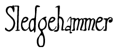 The image is of the word Sledgehammer stylized in a cursive script.