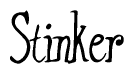 The image is of the word Stinker stylized in a cursive script.