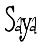 The image contains the word 'Saya' written in a cursive, stylized font.
