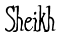 The image contains the word 'Sheikh' written in a cursive, stylized font.